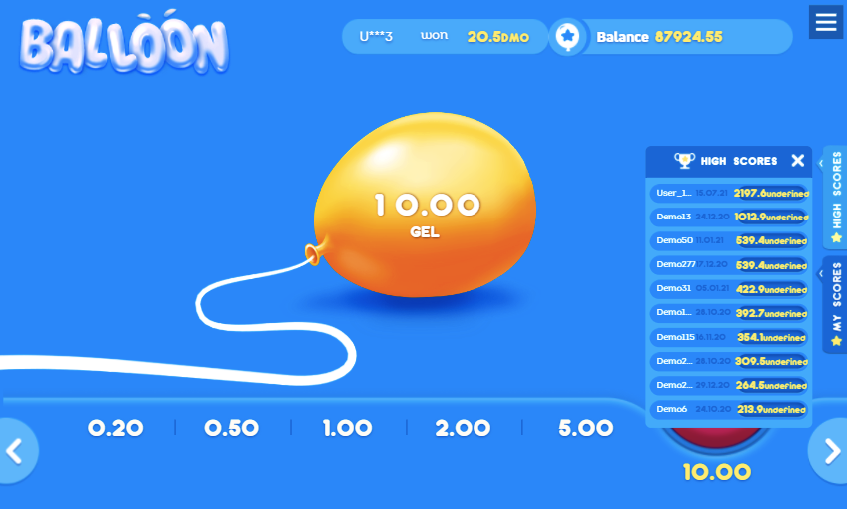 Скриншот игры Balloon - игровой интерфейс